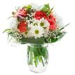 Infused with the gentle spirit of Hillingdon's open spaces and lively community, this bouquet radiates cheerful warmth and delicate sophistication. At its heart, coral carnations-laden with ruffled petals and rich colour-unfold alongside snow-white clusters of daisies and chrysanthemums, their green-centred blooms glowing subtly like morning sunlight through Coney Green. Airy traces of baby's breath weave among the flowers, lending soft, cloudlike layers that temper the arrangement's boldness. Sprigs of unopened magenta alstroemeria buds tease with hints of future colour and vibrancy. A luxurious collar of glossy and matte green leaves envelopes the base, evoking the lush verges of Hillingdon's canal walks and neighbourhood gardens. In the clear glass vase, sturdy stems are visible, upright in crisp water, signifying both purity and longevity. Each floral touch, perfectly illuminated, brings the bouquet's thoughtful design into focus. This arrangement, equally suited to be a celebratory centrepiece in Ruislip or a comforting gift delivered across the borough, expresses appreciation and fresh beginnings-the very attributes that define life in Hillingdon.